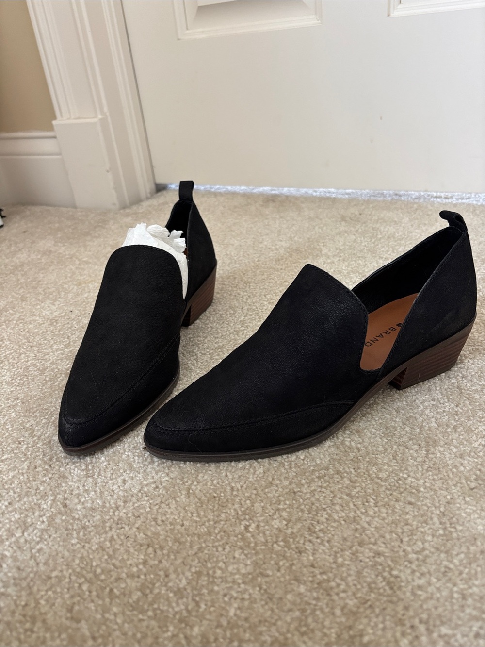 Lucky Brand Black Suede Pointed Slip-On Loafers